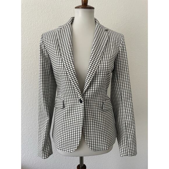 Rachel Zoe Blazer Jacket Single Breast Plaid Stretch Lined Office Professional - Picture 1 of 12